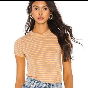 Free People summer Rose combo stripe T-shirt top